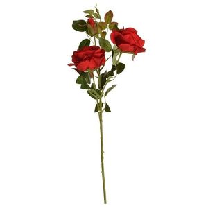 Umelý zväzok Ruža s dvoma kvetmi a púčikom, červená, 71 cm vyobraziť