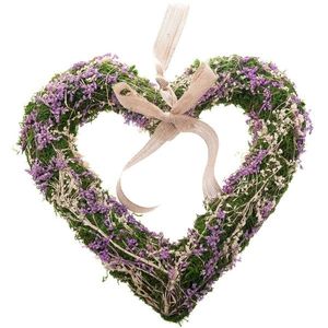 Závesné machové srdce so sušenými kvietkami, fialová, 30 x 4 cm vyobraziť