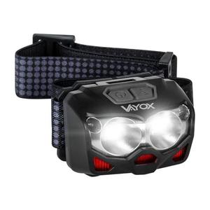 Vayox LED Nabíjacia čelovka so senzorom 2xLED/5W/5V/3xAAA IP65 500 lm 10, 5 h 1200 mAh vyobraziť