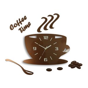 Moderné nástenné hodiny COFFE TIME 3D COPPER copper (nalepovacie hodiny na stenu) vyobraziť