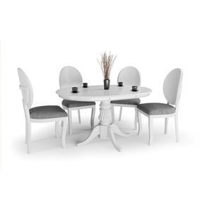 Rozkladací okrúhly jedálenský stôl Villian biely vyobraziť