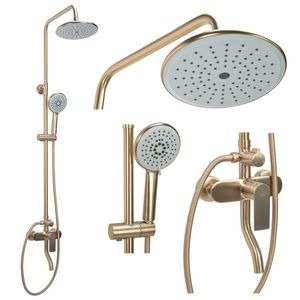 Sprchový set Rea Verso zlatý - vaňová batéria, ručná a dažďová sprcha vyobraziť