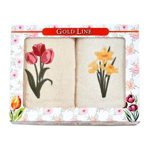Darčekové balenie 2 ks froté uterákov, Narcis a tulipány, 50 x 100 cm vyobraziť