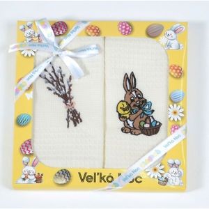 Darčekové balenie 2 ks bavlnených utierok, Veľkonočný zajačik s kuriatkom a mačičkami, 50 x 70 cm vyobraziť