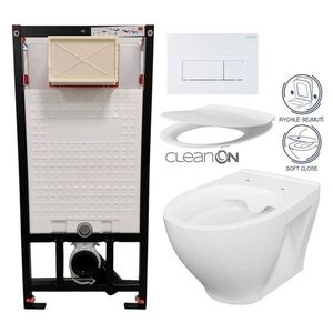 DEANTE Podstavný rám, pre závesné WC misy + SLIM tlačidlo bílé + WC CERSANIT CLEANON MODUO + SEDADLO CST_WC01 A51P MO1 vyobraziť