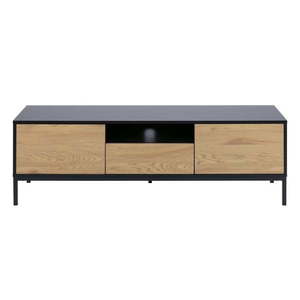 TV stolík v dekore duba v čierno-prírodnej farbe 140x45 cm Seaford – Actona vyobraziť