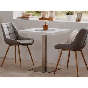 Jedálenský stôl Quadrato 70x70 cm, biely/nerez% vyobraziť