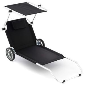 Plážové lehátko so strieškou a funkciou vozíka, 150x60x90 cm vyobraziť