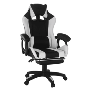 Kancelárske/herné kreslo s RGB LED podsvietením, čierna/biela, JOVELA vyobraziť