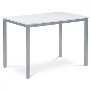 AUTRONIC GDT-202 WT Jedálenský stôl 110x70x75 cm, doska MDF, biela farba, kovová podnož, strieborný lak vyobraziť