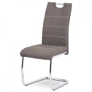 AUTRONIC HC-482 COF2 Jedálenská stolička, poťah coffee látka, biele prešitie, kovová chrómovaná perová podnož vyobraziť