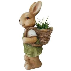 Dekorácia MagicHome Gecco, Zajačik s košíkom, magnesia, 22x19x46 cm vyobraziť