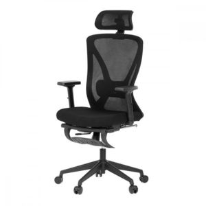 AUTRONIC KA-S257 BK Židle kancelářská, černá MESH, plastový kříž, opěrka nohou, posuvný sedák, 2D područky vyobraziť