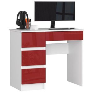 Písací stôl A-7 90 cm biely/červený ľavý vyobraziť