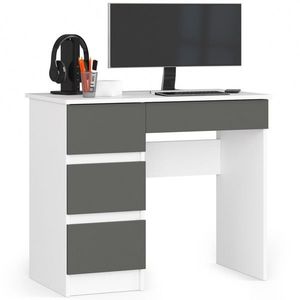 Písací stôl A-7 90 cm ľavý biely/grafit vyobraziť