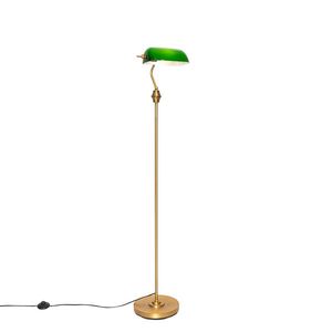 Klasická notárska stojaca lampa bronz so zeleným sklom - Banker vyobraziť