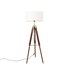 Vintage stojaca lampa z mosadze s bielym tienidlom 50 cm statív - Cortin vyobraziť