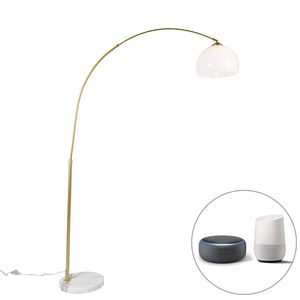 Inteligentná oblúková lampa z mosadze s bielym tienidlom vrátane Wifi A60 - Arc Basic vyobraziť