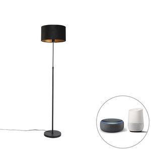 Inteligentná stojaca lampa čierna s velúrovým tienidlom čierna 35 cm vrátane Wifi A60 - Parte vyobraziť