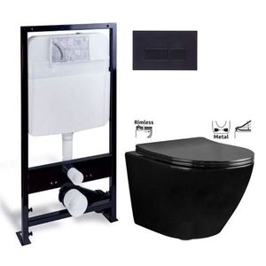 REA - Závesná WC misa Carlo Mini Rimless Flat čierna REA-C8936 vyobraziť