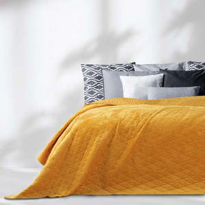 Žltý pléd cez posteľ AmeliaHome Laila Honey, 260 x 240 cm vyobraziť
