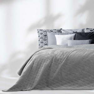 Svetlosivý pléd cez posteľ AmeliaHome Laila Silver, 260 x 240 cm vyobraziť