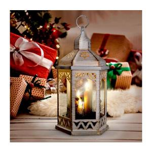 LED vianočný lampáš biely 33cm 3x LED sviečka 3x AAA 1V266 vyobraziť