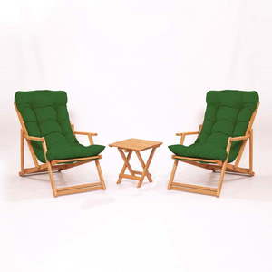 Záhradná lounge súprava z bukového dreva v zeleno-prírodnej farbe pre 2 – Floriane Garden vyobraziť