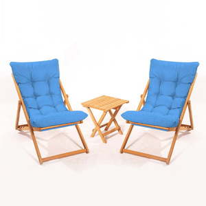 Záhradná lounge súprava z bukového dreva v modro-prírodnej farbe pre 2 – Floriane Garden vyobraziť