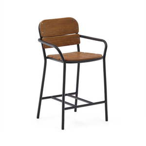Čierno-hnedá kovová záhradná barová stolička Algueret – Kave Home vyobraziť