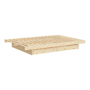 Dvojlôžková posteľ z borovicového dreva s úložným priestorom s roštom 160x200 cm v prírodnej farbe Kanso – Karup Design vyobraziť