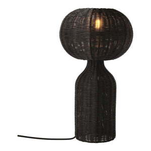 Čierna stolová lampa s ratanovým tienidlom (výška 43 cm) Werna – Villa Collection vyobraziť