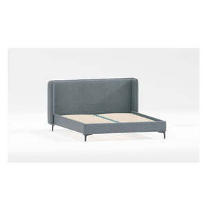 Modrá čalúnená dvojlôžková posteľ s roštom 200x200 cm Basti – Ropez vyobraziť