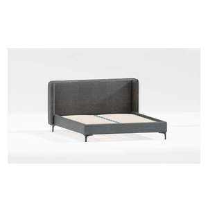 Tmavosivá čalúnená dvojlôžková posteľ s roštom 160x200 cm Basti – Ropez vyobraziť