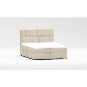 Béžová boxspring posteľ s úložným priestorom 200x200 cm Lola – Ropez vyobraziť