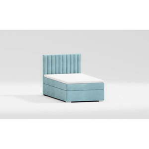 Svetlomodrá čalúnená jednolôžková posteľ s úložným priestorom s roštom 80x200 cm Bunny – Ropez vyobraziť