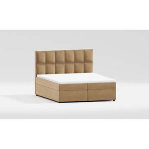 Okrovožltá čalúnená dvojlôžková posteľ s úložným priestorom 200x200 cm Flip – Ropez vyobraziť