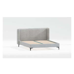 Sivá čalúnená dvojlôžková posteľ s roštom 160x200 cm Basti – Ropez vyobraziť