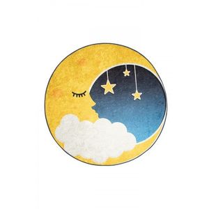 Detský okrúhly koberec Moon 140 cm modrý/žltý vyobraziť