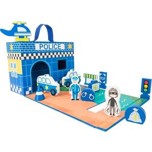 Dřevěný kufřík s policejní stanicí POLICE modrý vyobraziť