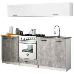 Kuchyňská linka Olivie G1 2 m bílá/beton/dub sonoma vyobraziť