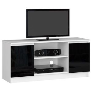 TV stolík Tonon 120 cm biely/čierny lesk vyobraziť