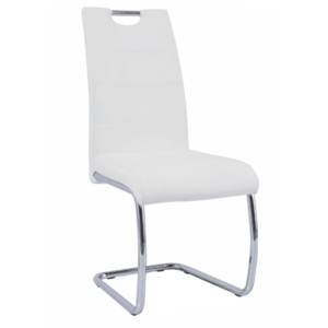 Jedálenská stolička, ekokoža biela/chróm, ABIRA vyobraziť