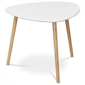 AUTRONIC AF-1134 WT Stůl konferenční 55x55x45 cm, MDF bílá deska, nohy bambus přírodní odstín vyobraziť