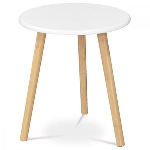 AUTRONIC AF-1142 WT Stůl konferenční 40x40x45 cm, MDF bílá deska, nohy bambus přírodní odstín vyobraziť