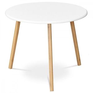 AUTRONIC AF-1144 WT Stůl konferenční 60x60x50 cm, MDF bílá deska, nohy bambus přírodní odstín vyobraziť