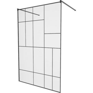 MEXEN/S - KIOTO samostatne stojaca sprchová zástena 100 x 200, transparent/čierna vzor 8 mm, čierna 800-100-002-70-78 vyobraziť