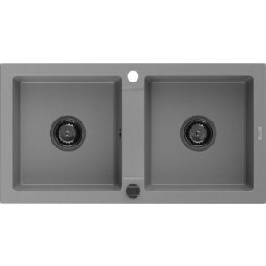 MEXEN/S MEXEN/S - Mario granitový drez 2-bowl 820 x 436 mm, šedá, + čierny sifón 6504822000-71-B vyobraziť
