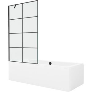 MEXEN/S - Cube obdĺžniková vaňa 180 x 80 cm s panelom + vaňová zástena 100 cm, čierna vzor 550518080X9510007077 vyobraziť