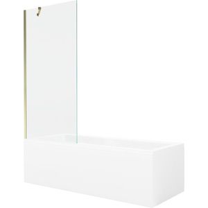 MEXEN/S - Cubik obdĺžniková vaňa 150 x 70 cm s panelom + vaňová zástena 80 cm, transparent, zlatá 550315070X9508000050 vyobraziť